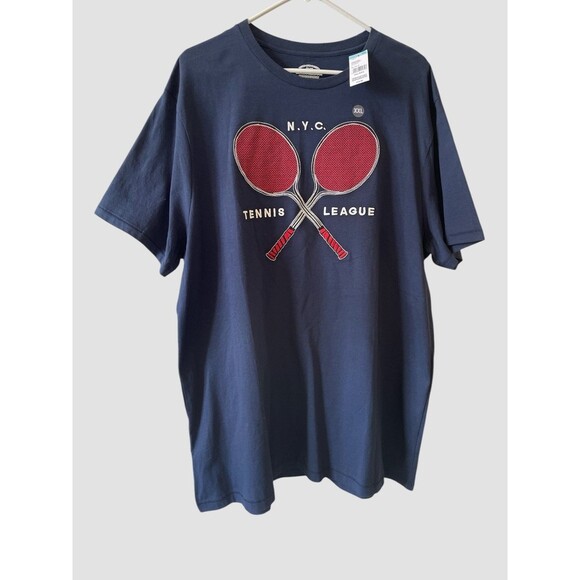 Sear Roebuck & Co T Shirt Navy Tennis Embroidered Graphic Tee Men's 2XL NWT - Picture 1 of 5